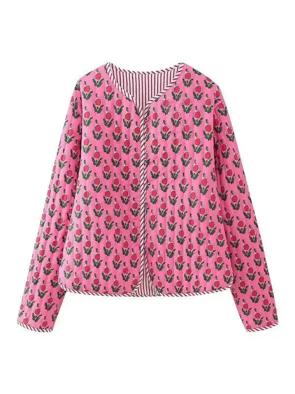 Cotton Floral Quilted Jacket Satin Jacket Silk Jacket Chiffon Jacket