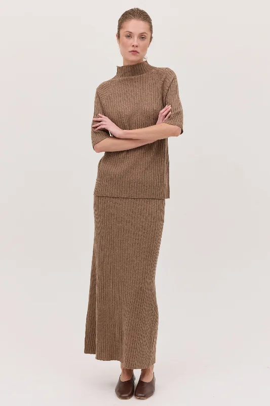 The Rib Knit Skirt - Hazel asymmetrical skirt cut
