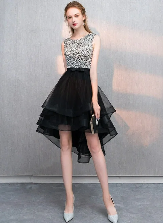 Sequins and Tulle High Low Cute Prom Dress Party Dress, High Low Formal Dresses Tunics Ceremony elegant