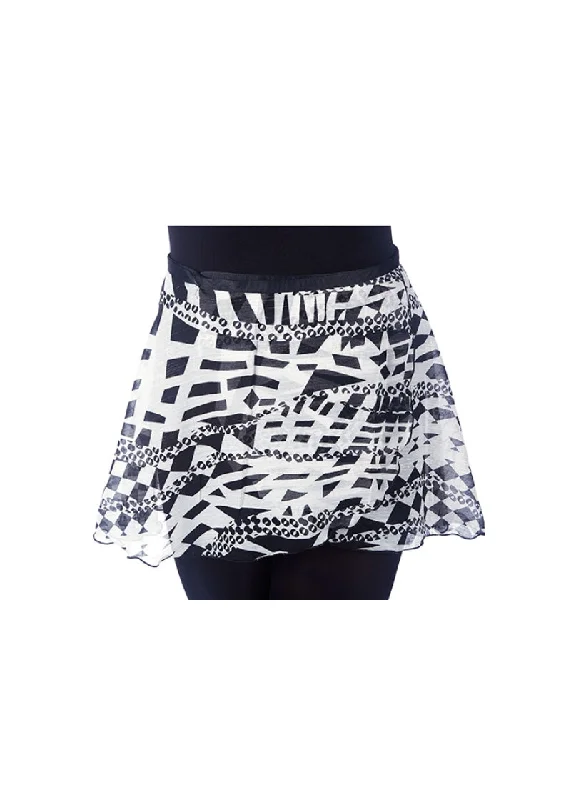 ON SALE Black/White Shimmer Wrap Skirt (14" Hem) silk skirt sleek
