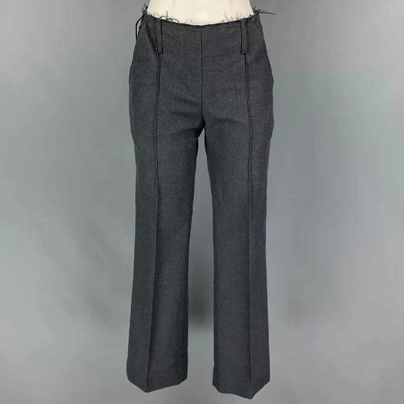 ROKH Size S Grey Twill Raw Edge Dress Pants Casual Skinny Fit Pants