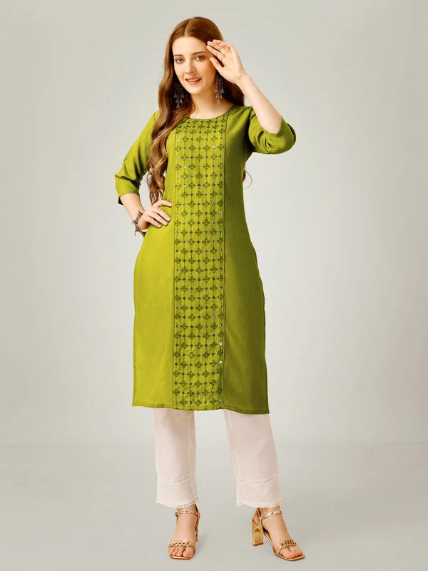 Women's Embroidered Cotton Blend Kurta Pant Set - Malishka Export Trendy Wide-Legged Trousers