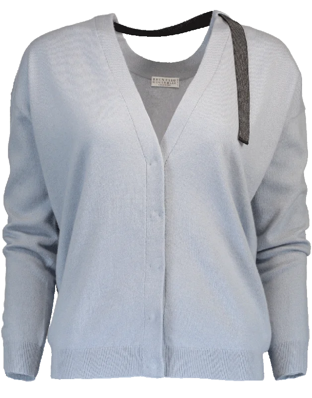 Snap Cardigan With Monili Strap Iron Safe Non-Iron Wrinkle Free