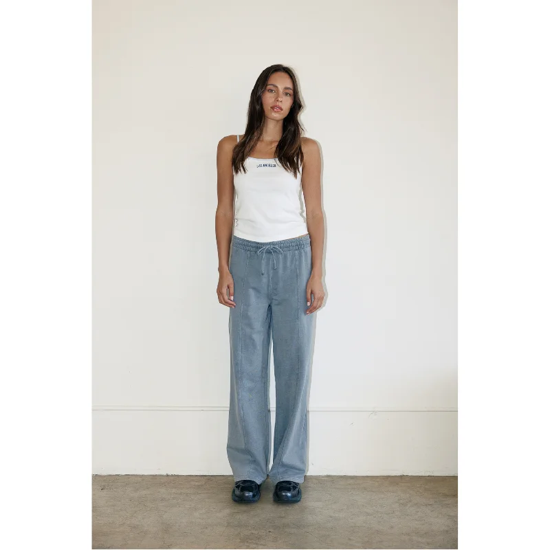 Vintage Washing Wide Leg Sweat Pants - Washed Grey Relaxed Linen Pants