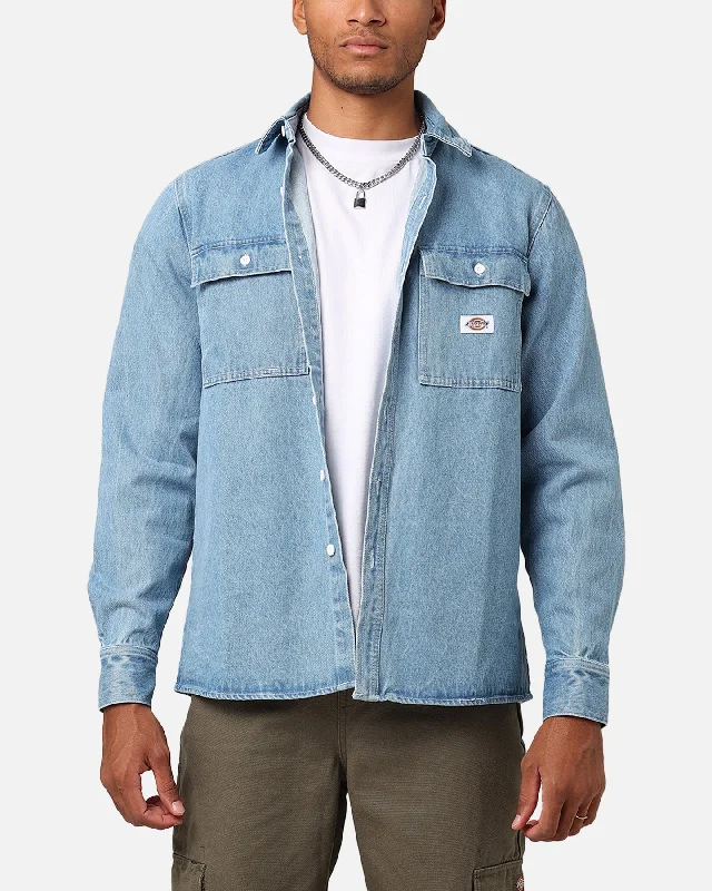 Dickies Jacinto Denim Jacket Stone Washed Faux Fur Jacket Real Fur Jacket Shearling Jacket