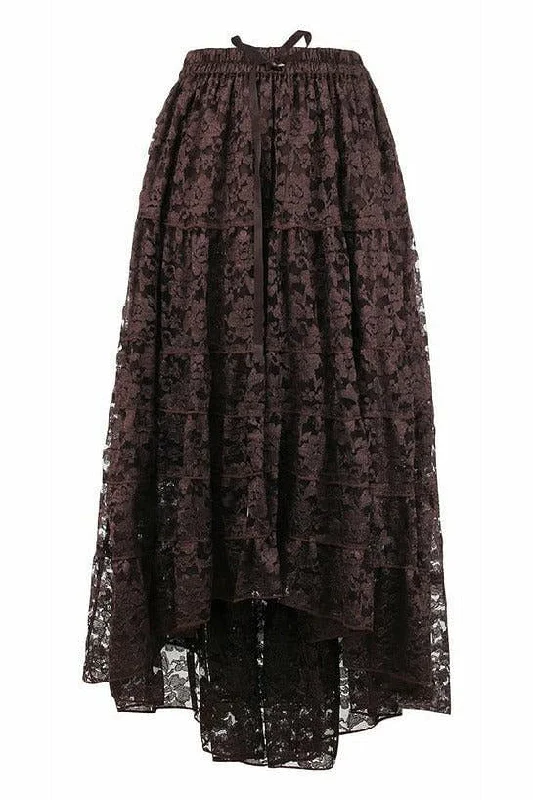 Brown Lace Skirt silk skirt lustrous