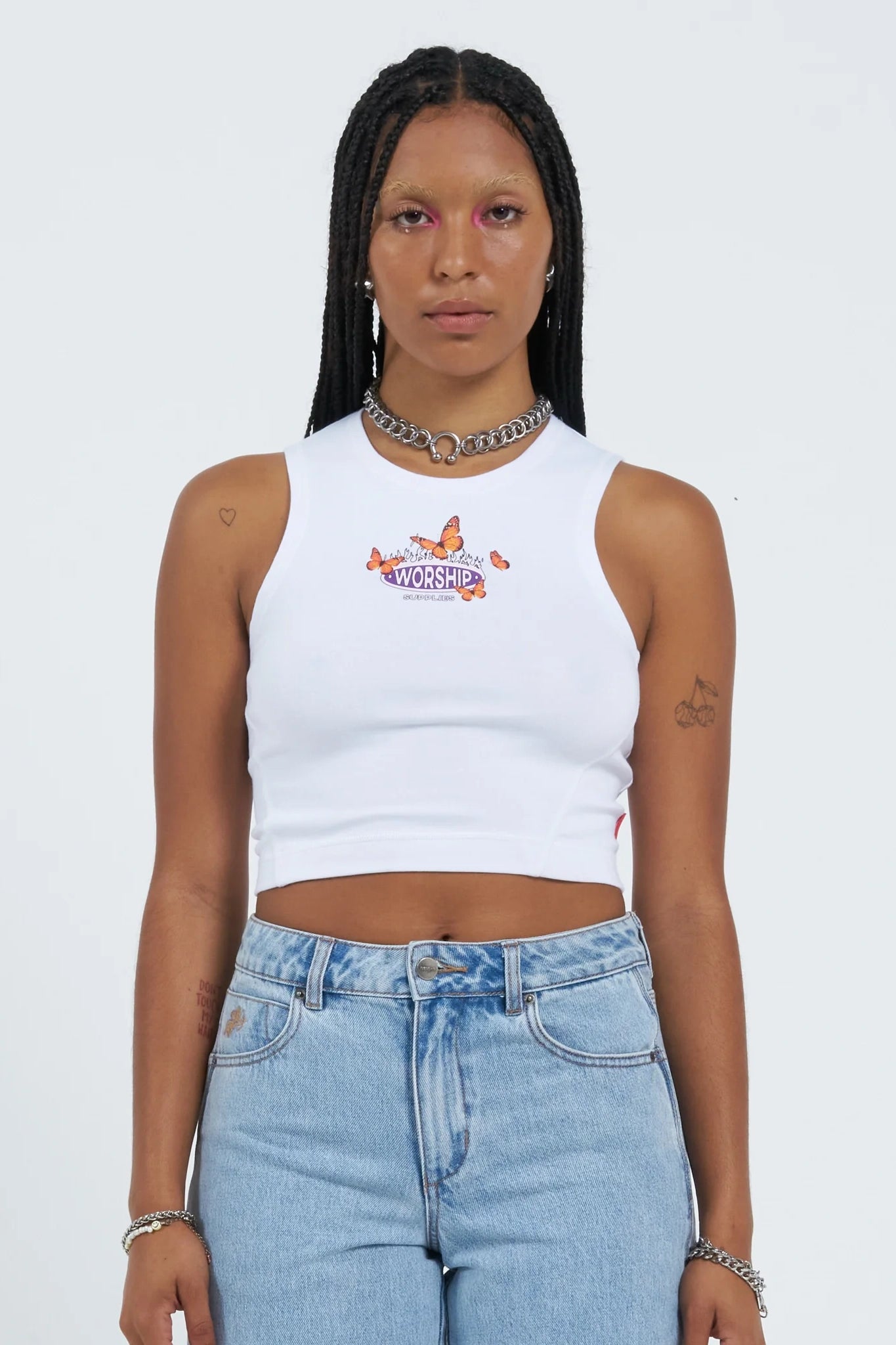 WORSHIP SUPPLIES CAPTIVATE TINY TANK - WHITE activewear tank top