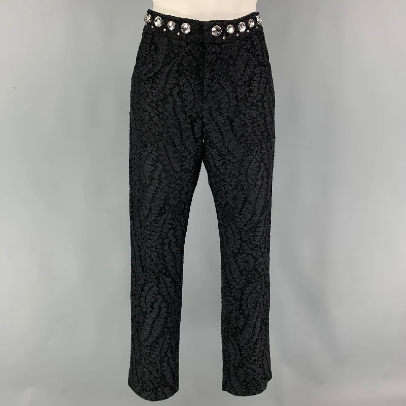 No. 21 Size 4 Black Lace Cotton Blend Crystal Dress Pants Cozy Maternity Pants