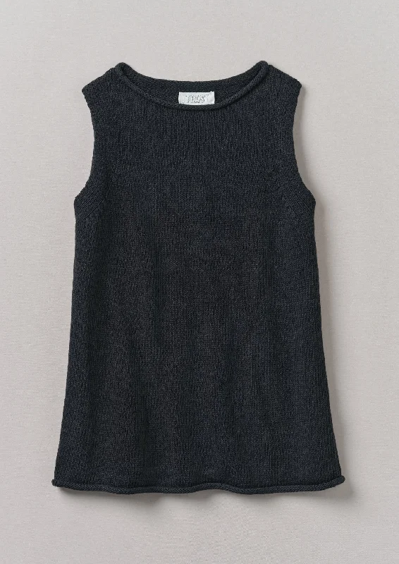 Linen Cotton Knitted Tank | Slate metallic tank top