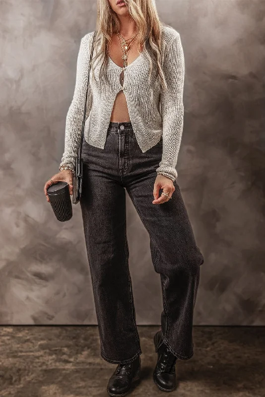 Gray Knit Cardigan Long Cardigan Short Cardigan Medium Cardigan