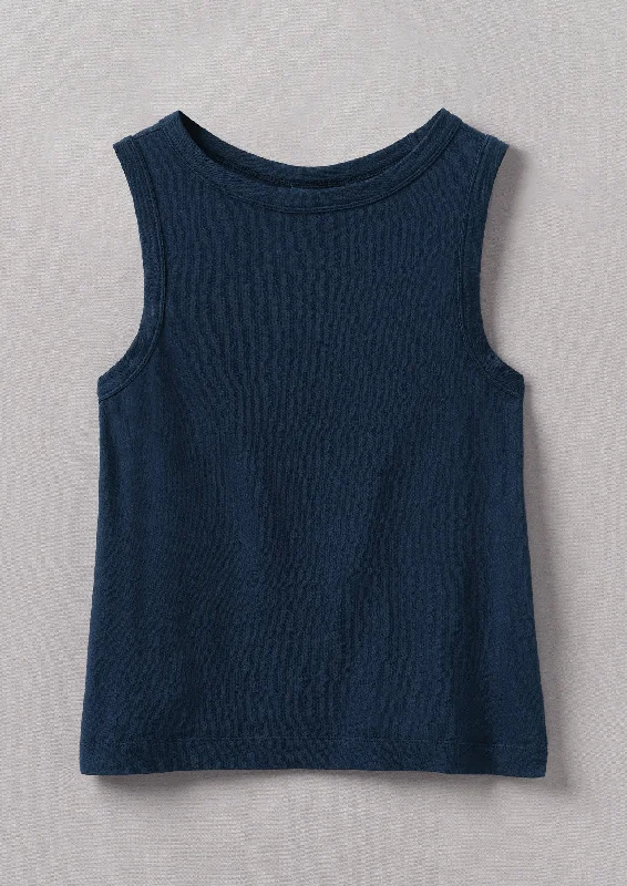 Garment Dyed Organic Cotton Tank Top | Duffle Blue striped tank top