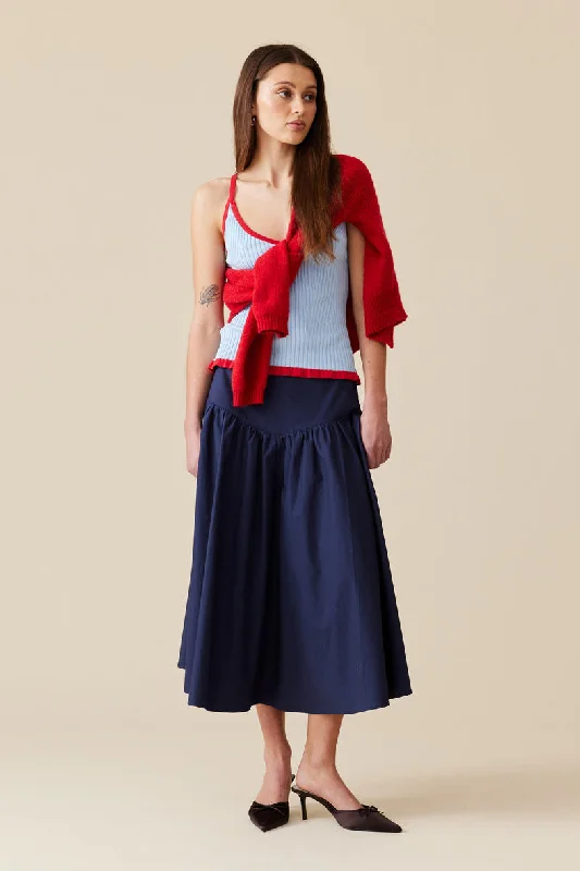 Ruby - Rina Tank, Blue Cherry one shoulder tank