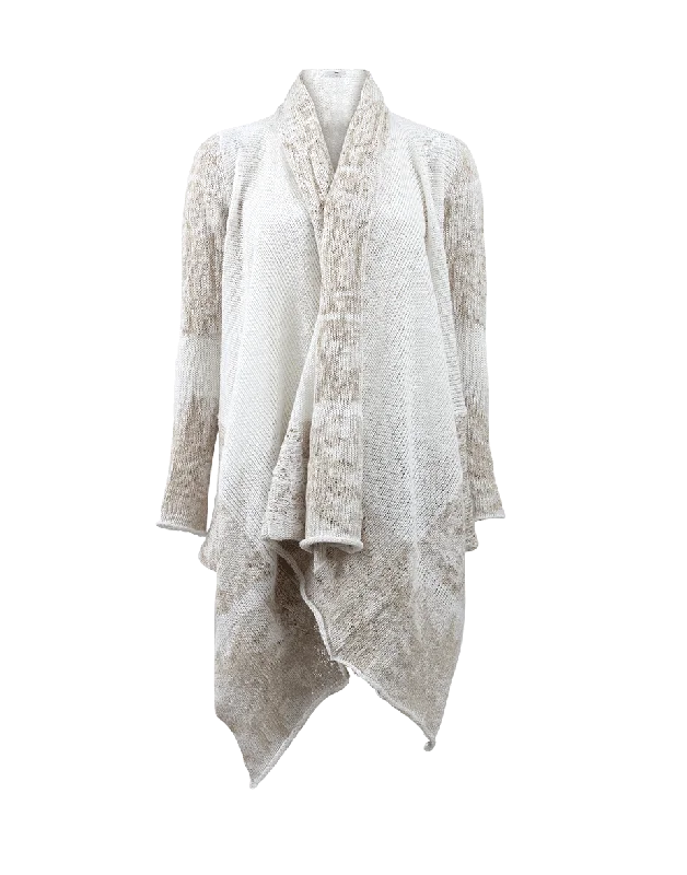 Drape Front Cardigan Embroidered Appliqued Beaded