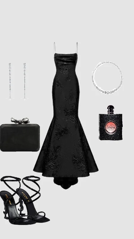 Black Spaghetti Straps Mermaid Long Formal Party Dress, DP3665 Tunics Denim casual