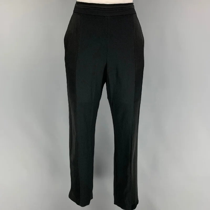 MAX MARA Size 6 Black Acetate Viscose Dress Pants Stylish Elastic Waist Pants