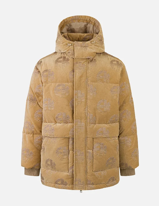 Allover EK Logo Velvet Relax Fit Down Jacket Mesh Jacket Canvas Jacket Denim Jacket