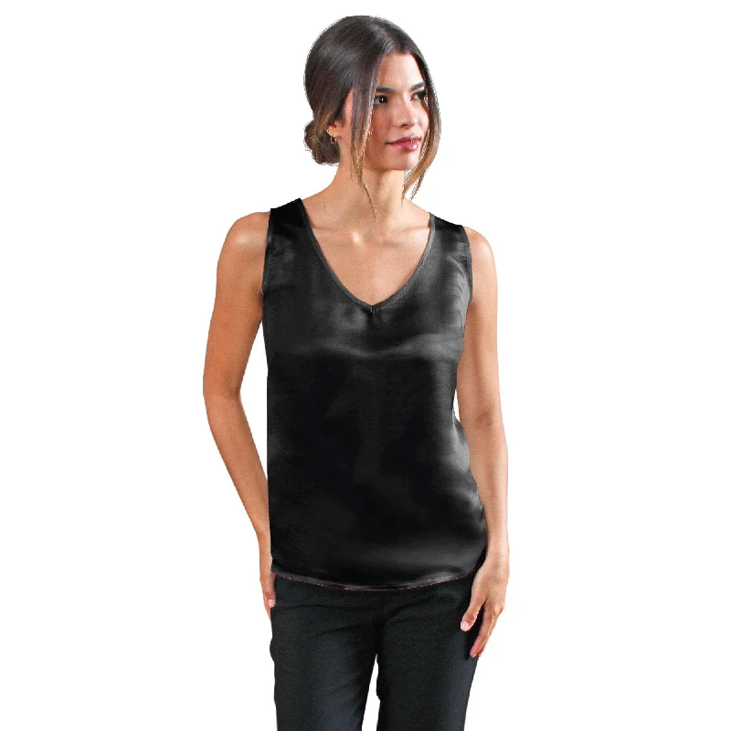 Luxury Artisan Silk Blouse Sleeveless, Tank Top V Neck, Washable Natural Mulberry Silk graphic tank top