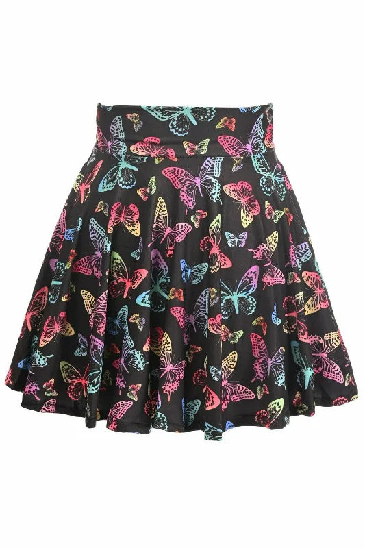 Butterfly Print Stretch Lycra Skirt lace skirt feminine