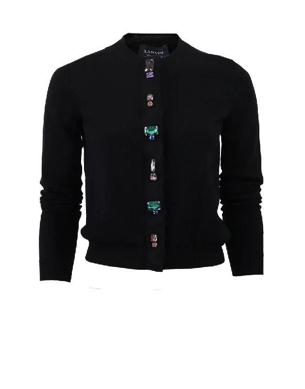 Jeweled Placket Cardigan Neon metallic Matte