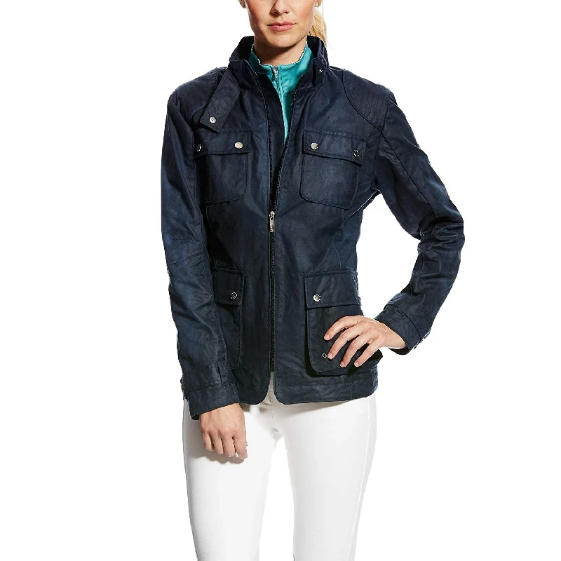 Ariat Women's Syndey Waxed Cotton Jacket, Navy, Large Denim Jacket Leather Jacket Suede Jacket