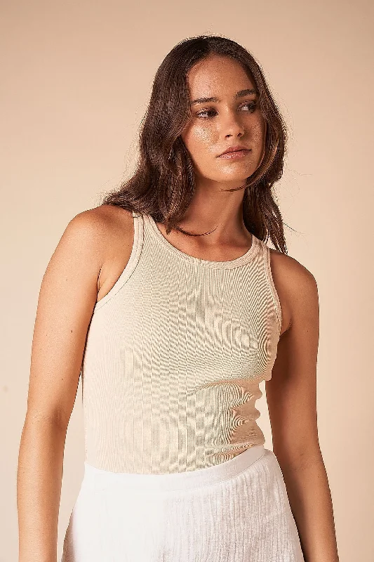 SUMMI SUMMI Womens Racer Tank Top - Nude basic tank top