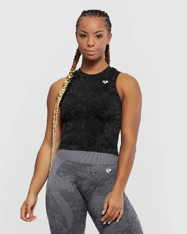 EVOLUTION SEAMLESS MIDI TANK | BLACK breathable tank top