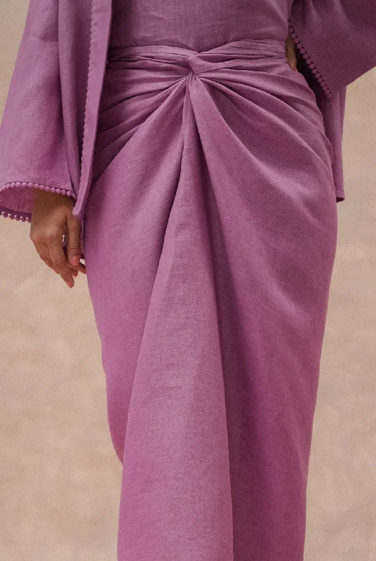 The Signature Linen Knot Skirt in Berry mini skirt trendy