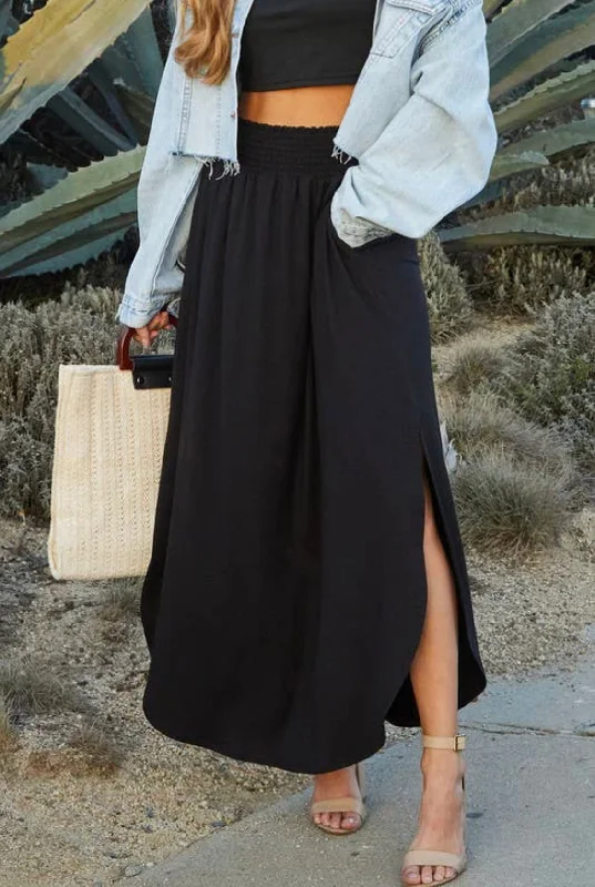 Smocking Waist Maxi Skirt (Additional Colors Available) lace skirt delicate