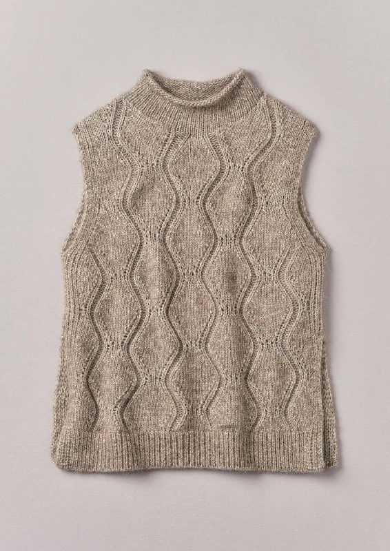 Cotton Alpaca Reverse Cable Tank | Biscuit peach tank top