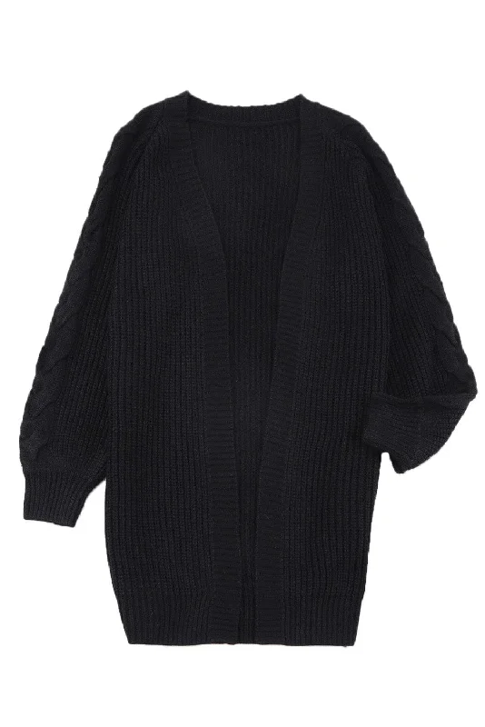Fashionable Long Knit Cardigan Polka Dot Checkered Tartan