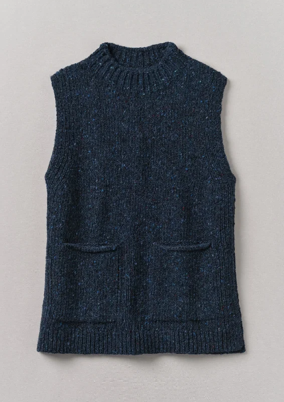 Donegal Merino Easy Tank | Ink Blue v-neck tank top