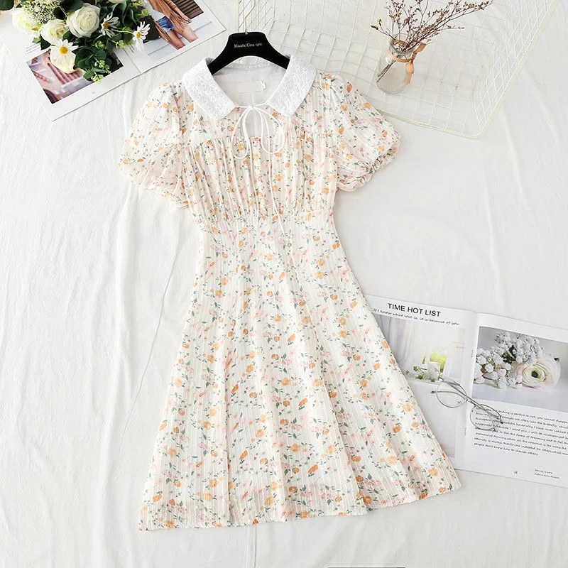 French first love waist closing temperament broken flower fairy small skirt  4906 seamless skirt comfort