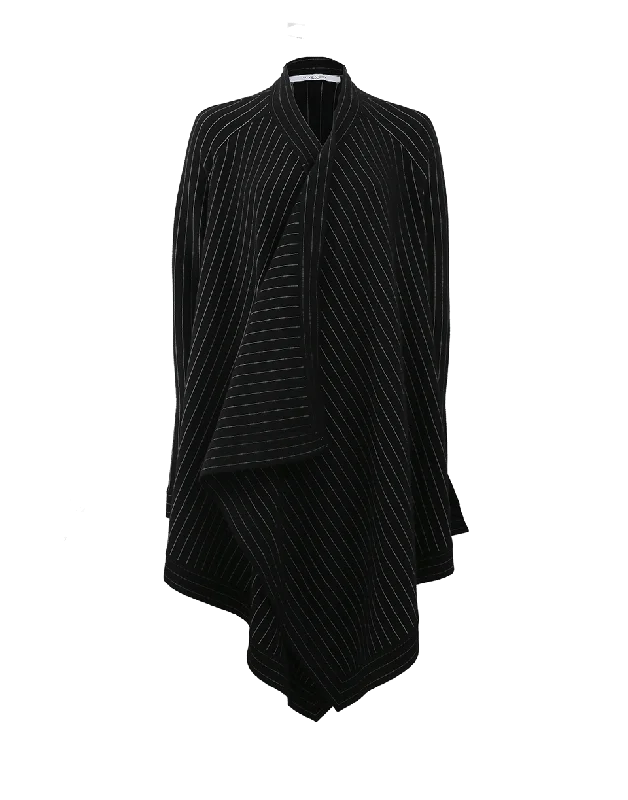 Draped Pin Stripe Cardigan Patchwork Embroidered Appliqued