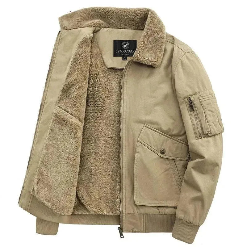 Classic Fleece Men Winter Jacket Hoodie Zip-Up Jacket Button-Up Jacket