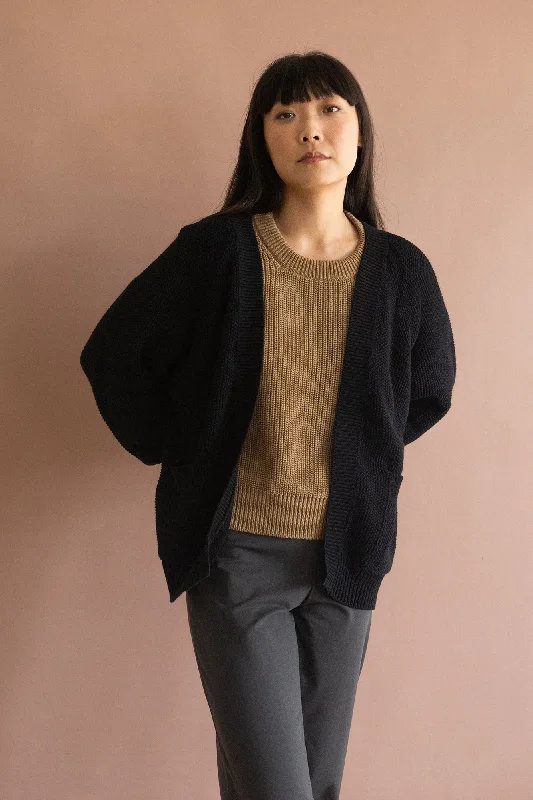 Giola Long Cardigan Cosmos Black Lightweight Heavyweight Midweight