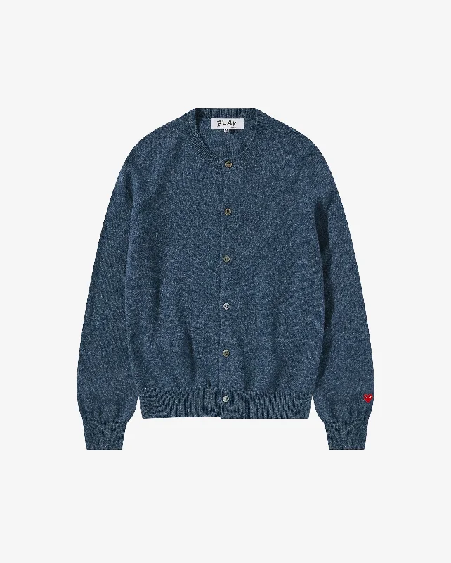 N091 UNISEX SMALL HEART CARDIGAN / NAVY Mesh Cardigan Canvas Denim