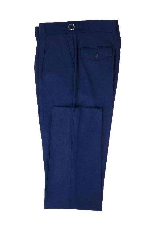 French Blue Semi-Wide Leg Wool Marbella Dress Pant by Tiglio Lux Casual Drawstring Pants