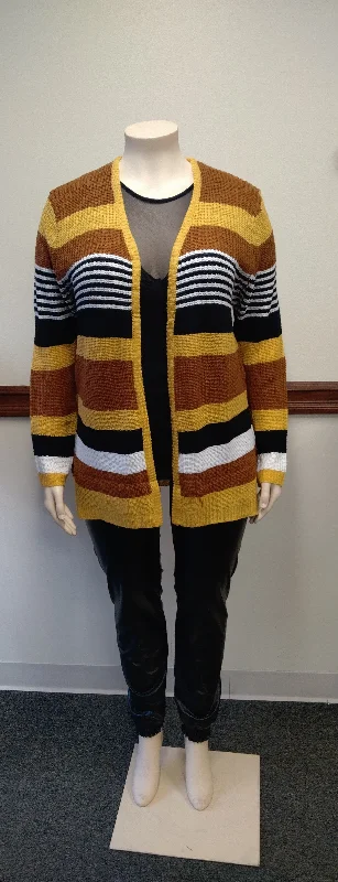 Multi Color Knit Cardigan Sweater Plus Sizes 1X-3X Mesh Blend Leather Blend Suede Blend
