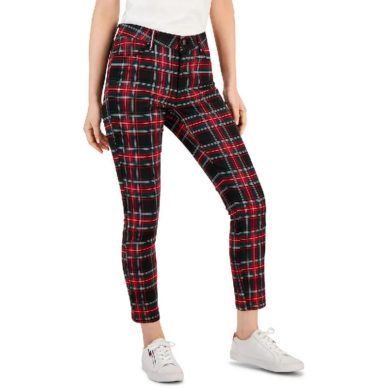Tommy Hilfiger Womens Tribeca Plaid Crop Skinny Pants Slim Fit Casual Pants