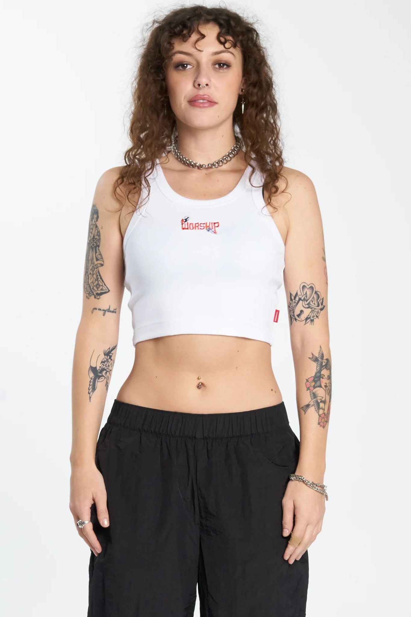 WORSHIP SUPPLIES PURGATORY CROP SPORT TANK - WHITE boho tank top