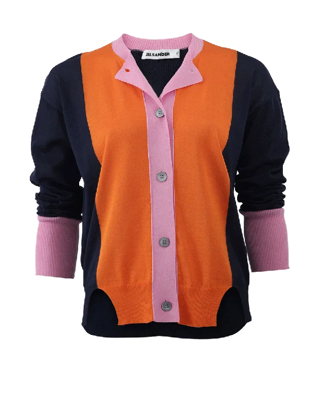 Color Block Cardigan Machine Wash Dry Clean Hand Wash
