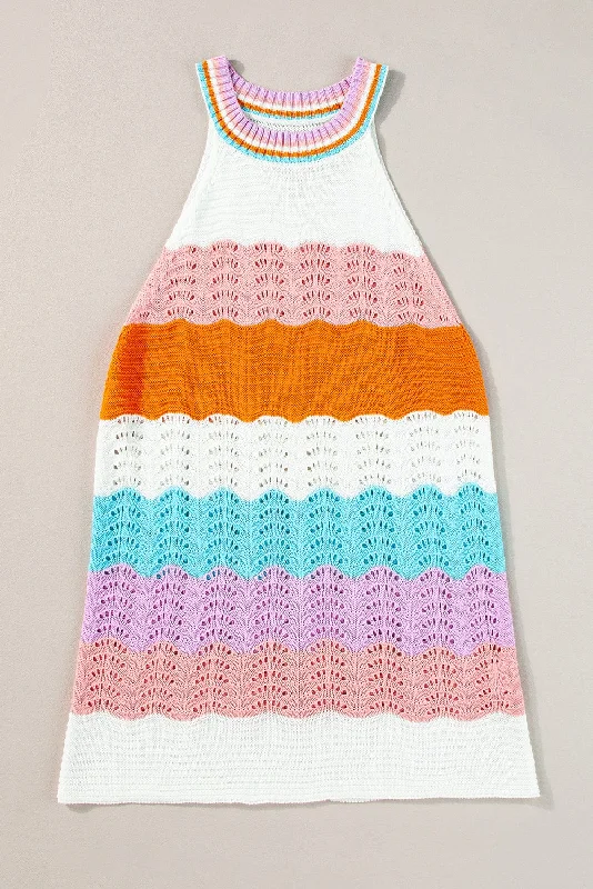 Stylish Knit Halter Tank Top print tank top