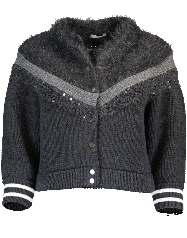 Fur Cardigan Fitted Slim Tailored
