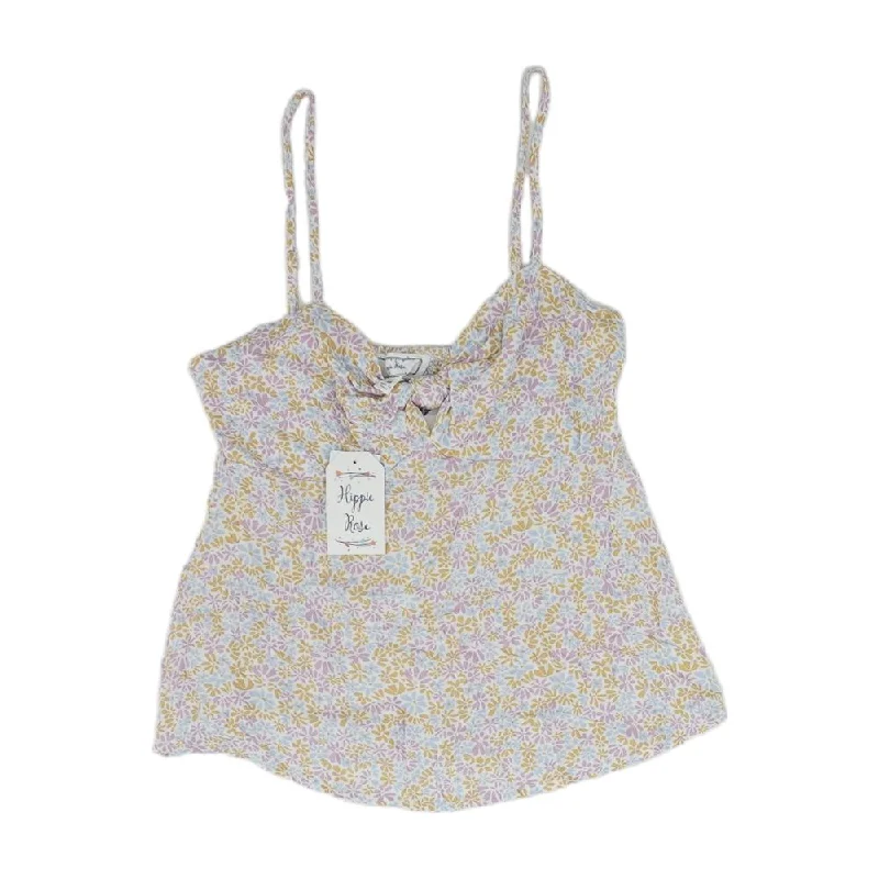 White Floral Cropped Tank charcoal tank top