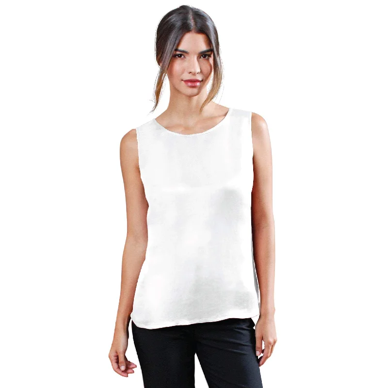 Luxury Artisan Silk Blouse Sleeveless, Tank Top Round Neck, Washable Natural Mulberry Silk striped tank top