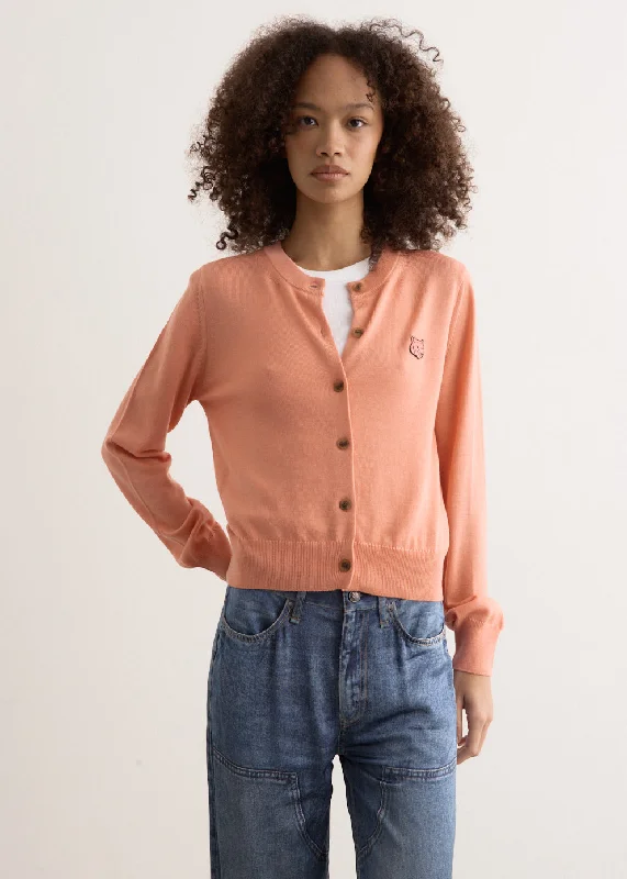 Bold Fox Head Patch Regular Cardigan Terry Blend Velvet Blend Canvas Blend