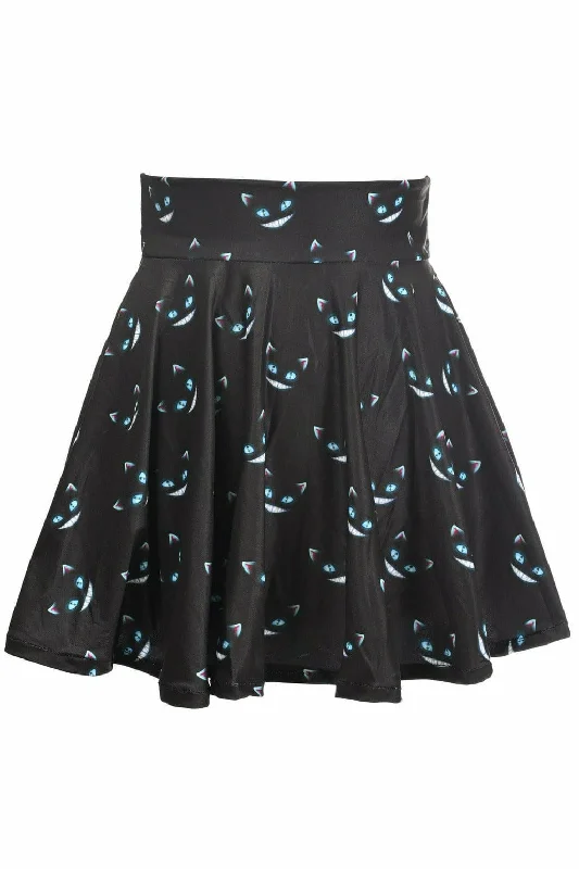 Scary Cats Print Stretch Lycra Skirt summer skirt style