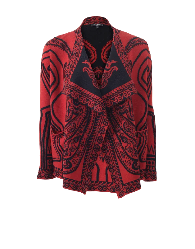 Paisley Drape Cardigan Stylish Fashionable Trendy