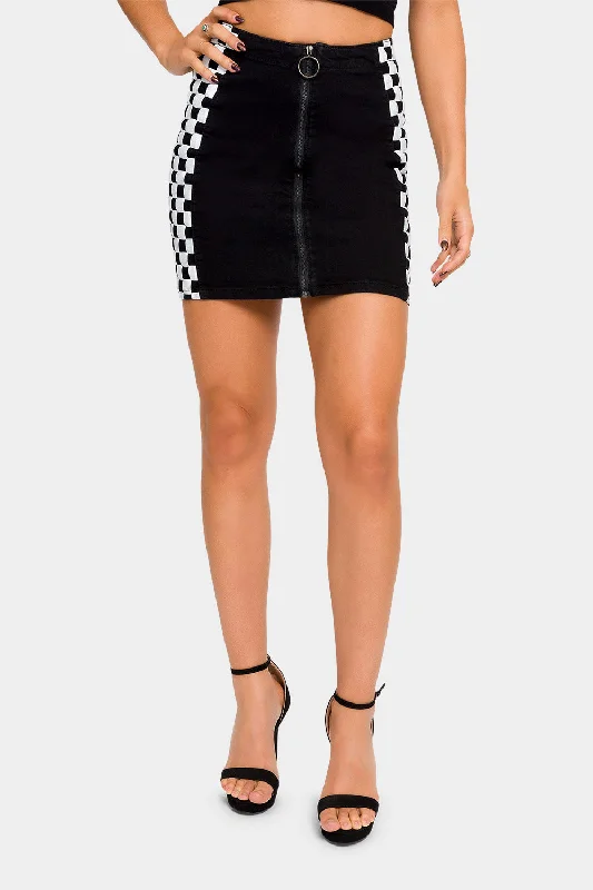 Checkered Striped Skirt denim skirt trendy