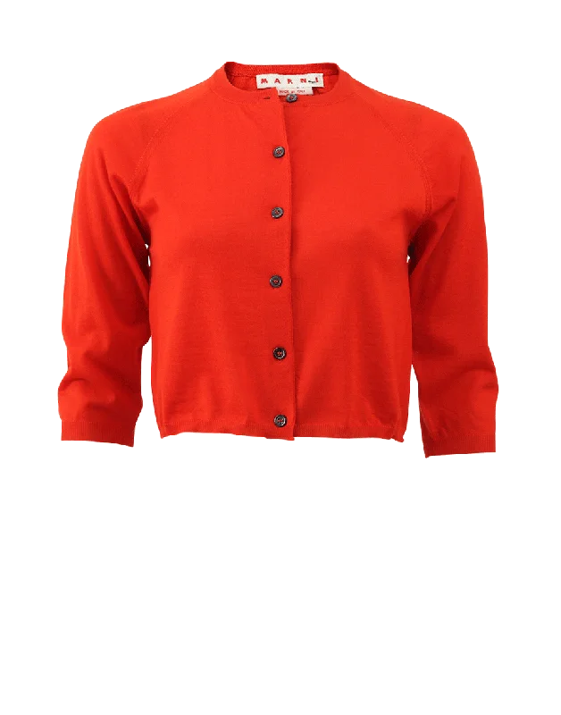 Cropped Button Cardigan Stretchy Elastic Breathable